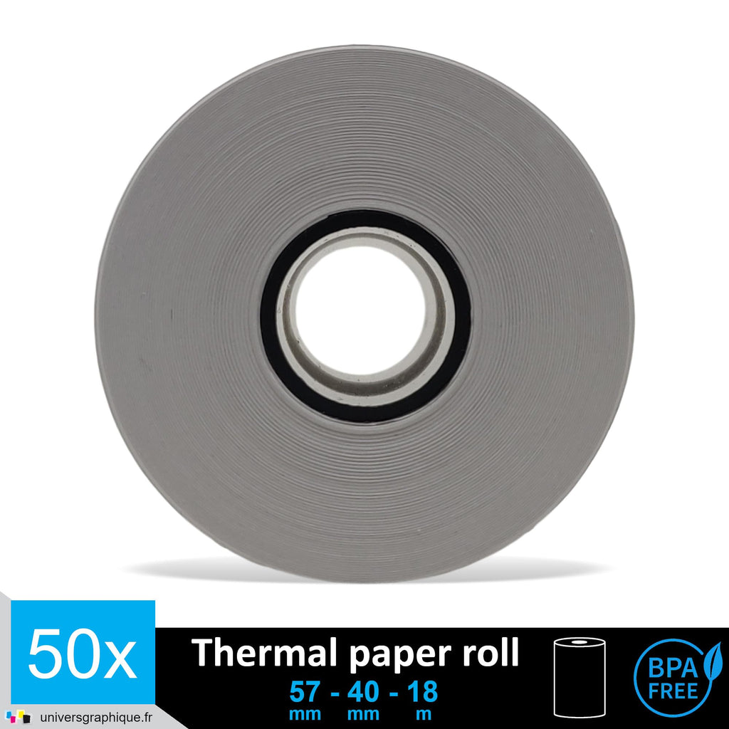 50 EC-Cash Thermorollen 57 x 40 x 12 für EC-Geräte mit Thermodrucker, Thermopapier EC-Cash Bonrolle, Bisphenol-A frei Ø40 mm
