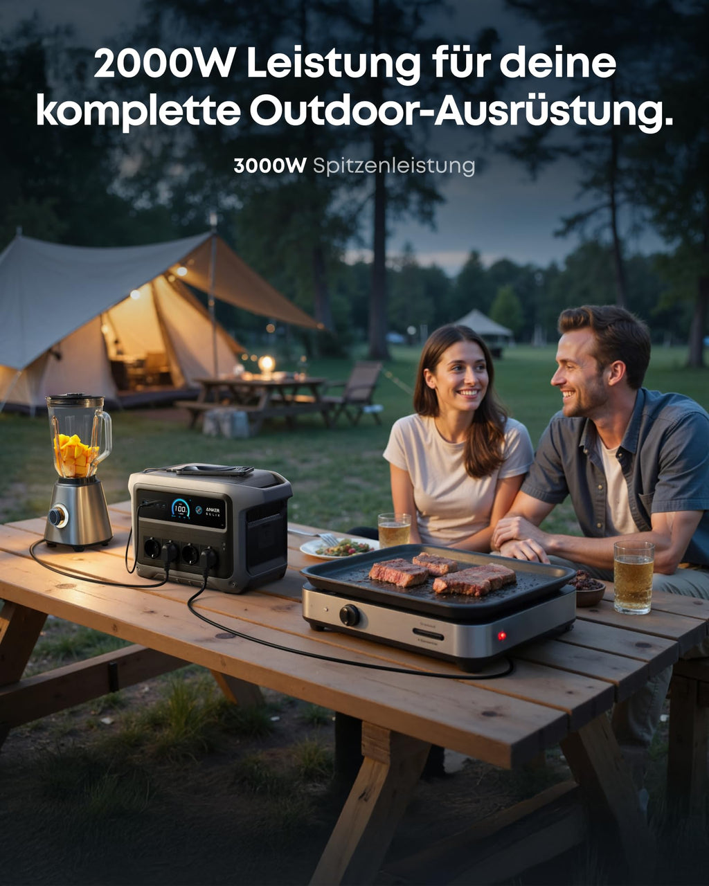 Anker SOLIX C1000 Gen 2 Tragbare Powerstation, 2.000W Solargenerator, vollständige Aufladung in 49 Minuten, 1.024Wh LiFePO₄-Akku für Notstromversorgung, Stromausfälle und Camping