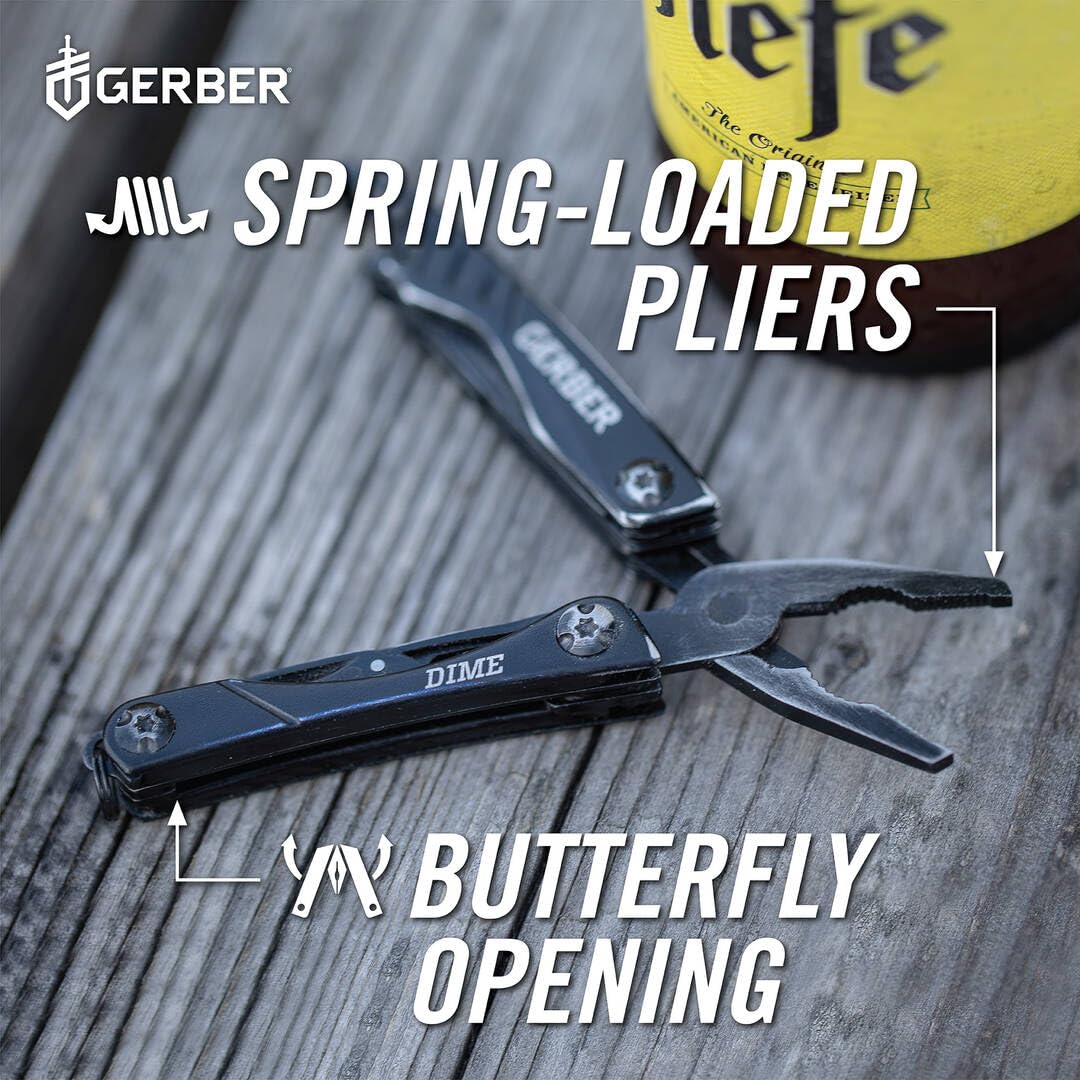 Gerber Multifunktionswerkzeug mit 12 Funktionen, Dime Pocket Multi-tool, Schwarz, 1014030