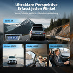 Dashcam Auto Vorne Hinten 2K/1080P,4 Kanal Auto Kamera mit 64GB SD-Karte,360°Dash Cam mit parküberwachung,3" IPS-Bildschirm,4X140° Weitwinkel,WDR Nachtsicht(8 IR-LEDs),G-Sensor,Loop-Aufnahme,WiFi App