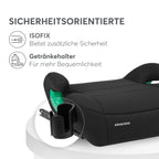KikkaBoo i-Pop Kindersitzerhöhung Auto Kinder, i-Size, Isofix, 22-36 kg, Gruppe 3, 7-12 Jahre, Autositz Sitzerhöhung, Schwarz