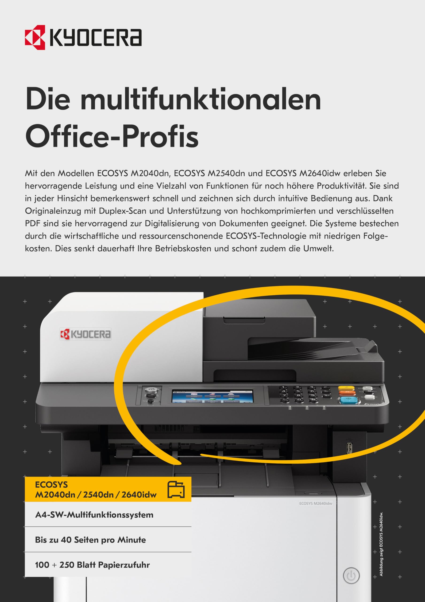 Kyocera Ecosys MA4000wifx Laserdrucker Multifunktionsgerät mit WLAN. Gigabit LAN, WLAN Drucker Multifunktionsgerä. Drucker Scanner Kopierer, Fax. Touchpanel. Mobile-Print
