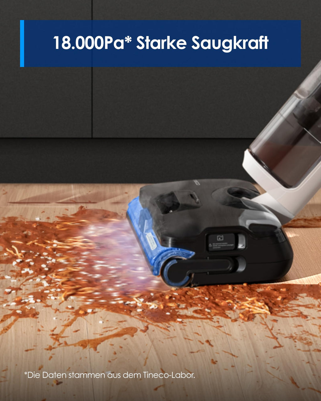 Tineco FLOOR ONE S6 Stretch Steam Nass Trockensauger, 160 °C Tineco BoostSteam, Anti-Verwicklungs-Design, FlashDry Selbstreinigung, Dampfreiniger mit Kabel für eingetrocknete Flecken und Fugen