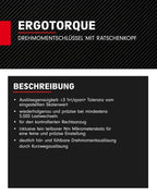 KS Tools 516.6542 1/2" ERGOTORQUEprecision Ratschen-Drehmomentschlüssel, 40-200Nm, Auslösegenauigkeit +/- 3%, für kontrollierten Rechtsanzug, 36-Zahn Ratschenmechanismus, rot