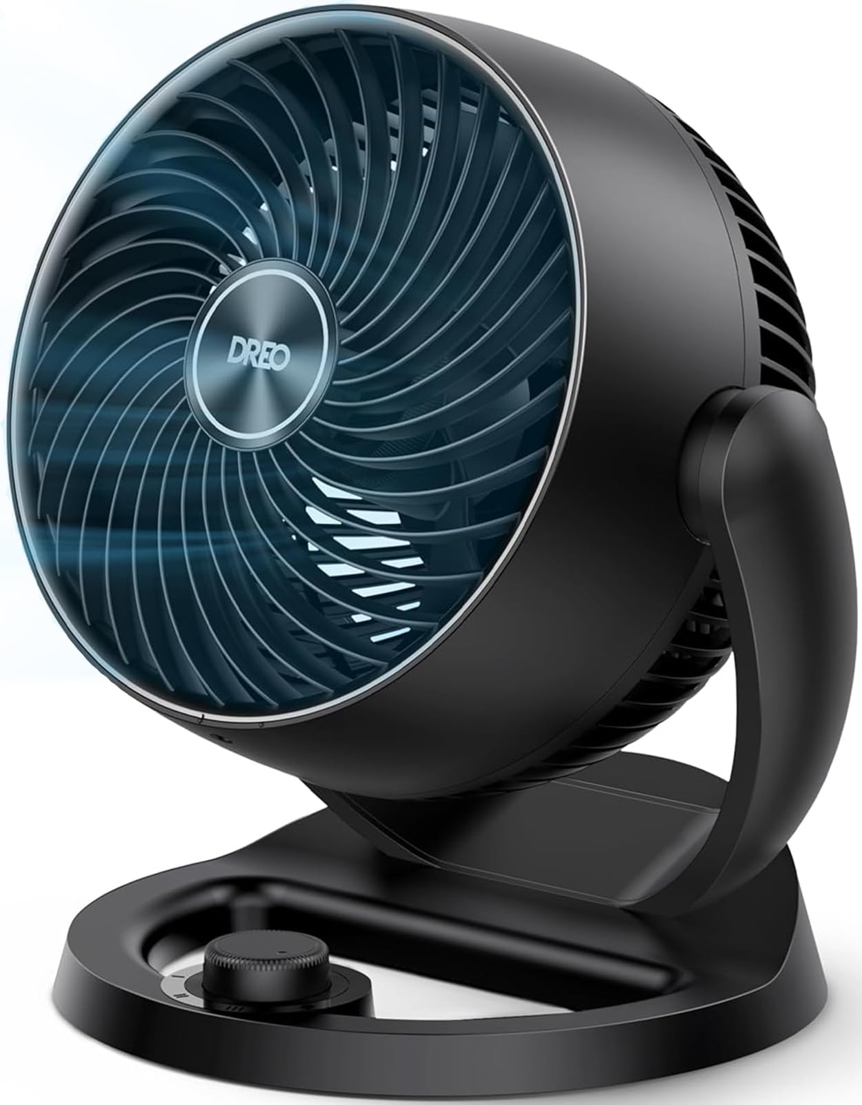 Dreo 28dB leiser Tischventilator, 30cm hoher Ventilator mit Kühlung, 3 Geschwindigkeiten 21m Luftstrom, 120° verstellbar Neigungswinkel Turbo-Luftzirkulator, tragbarer Lüfter für Schlafzimmer, Schwarz