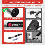 TUBINOONE Gravierstift, ultimativer kabelloser tragbarer Gravierer für Künstler und Heimwerker – Gravieren Sie über 50 Oberflächen – Anfängerfreundlich – wiederaufladbar – inklusive 30 Bits &