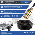 Lumonic 10m FLRYY Fahrzeugleitung 7x1mm² schwarz | 7-adrig | Anhängerkabel | mehradriges KFZ-Kabel | Öl- und Kraftstoffbeständig, flammwidrig | Niedervolt