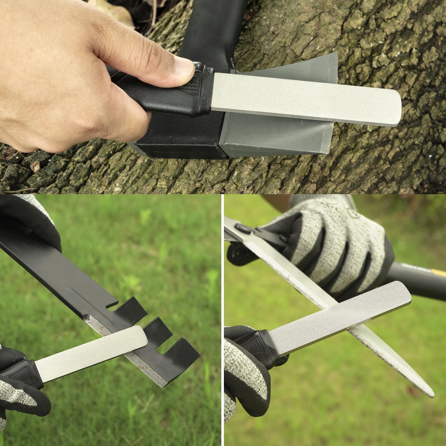 SHARPAL 127N Dual-Grit Diamant-Schleifstein mit Lederstreifen, Werkzeugschärfer zum Schärfen von Messer, Axt, Rasenmähermesser, Gartenschere und allen Klingenkanten, Grobe/Extrafeine 325/1200 Körnung