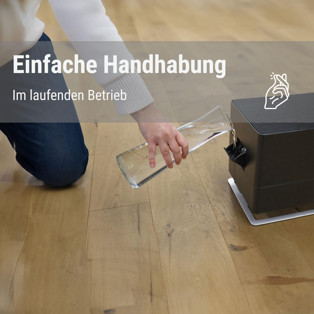 Stadler Form Luftbefeuchter Oskar big, energiesparender Raumbefeuchter für Räume bis 100 m² / 250 m³, Verdunster mit Abschalt-Automatik, dimmbare LEDs, sehr leise, weiss