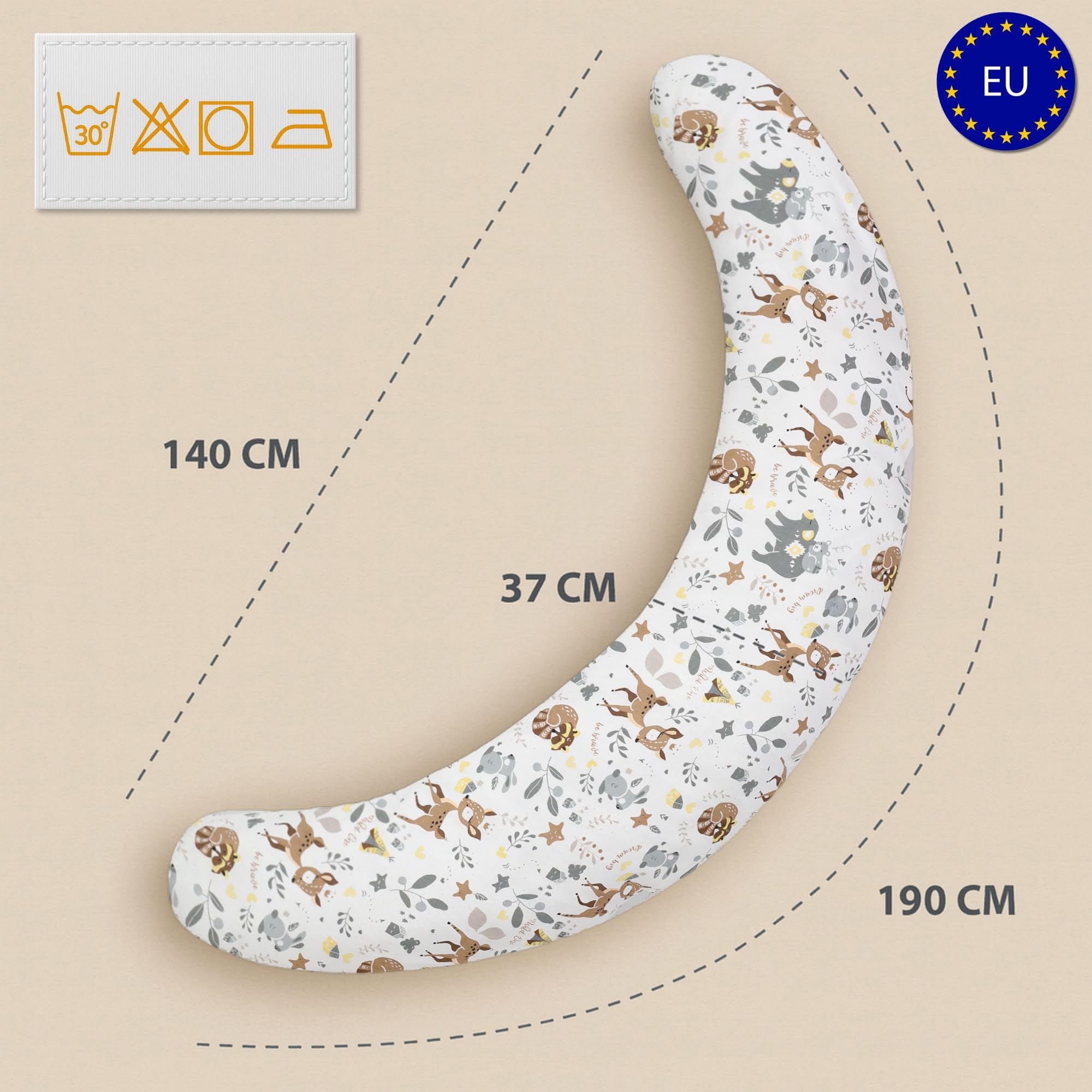 Totsy Baby Stillkissen XXL Schwangerschaftskissen 190 cm - Pregnancy Pillow Body Pillow Seitenschläferkissen Schlafkissen Lagerungskissen Kissen mit Bezug aus Baumwolle Oeko-Tex
