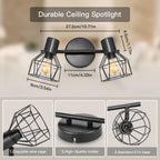 Dehobo Led Deckenstrahler Schwenkbar 350° - Deckenleuchte E14 2 Flammig Rund - Deckenlampe Spots Led Schwarz - Küchenlampe Wohnzimmerlampe Deckenspot Schlafzimmer