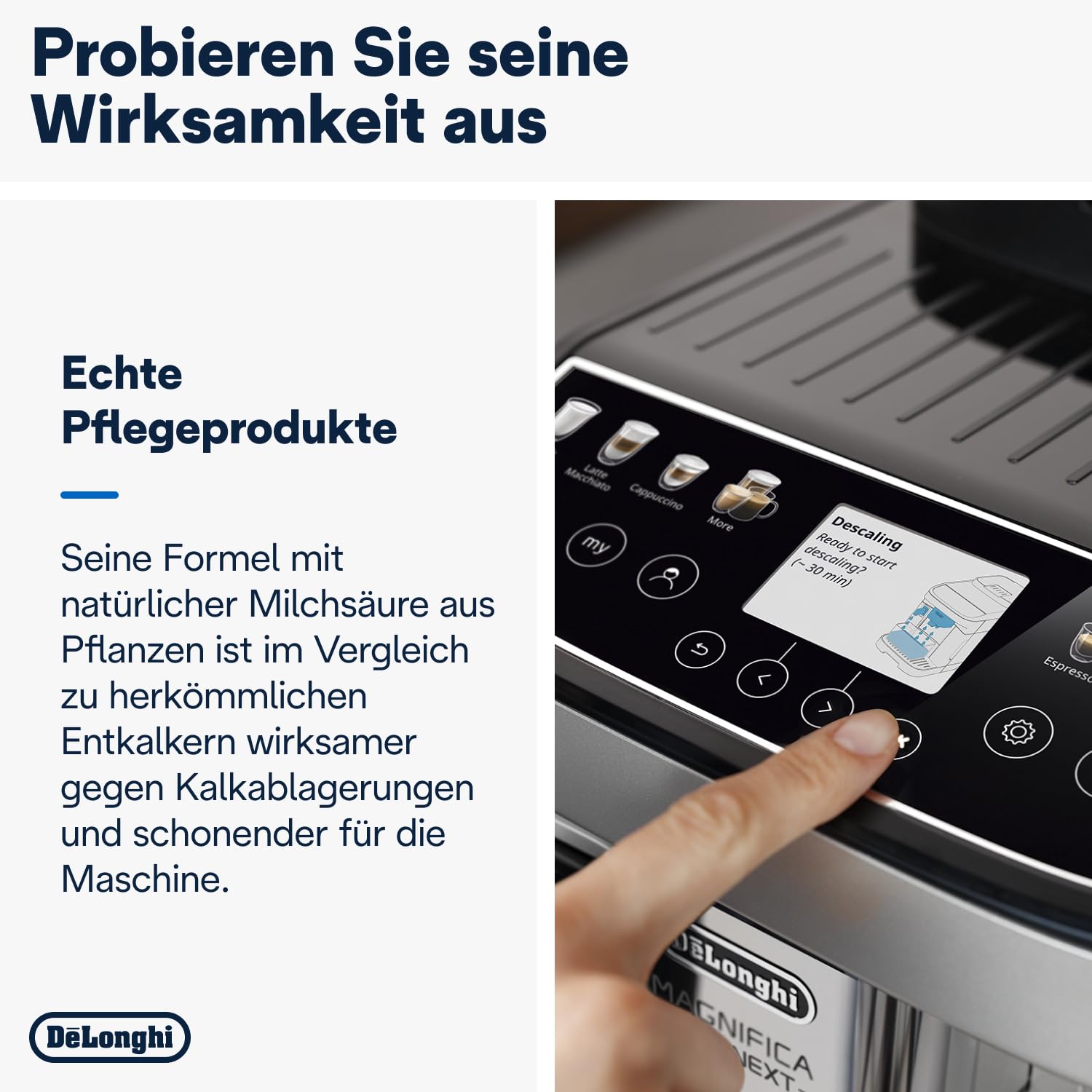 De'Longhi EcoDecalk Entkalker DLSC500, 5 Entkalkungs Dosen, Kaffee Maschinen Entkalker, Kaffee Maschinen Wartungs Zubehör, Pflanzliche Inhaltsstoffe, Flasche mit 5 Dosen, 500ml