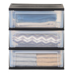 Iris Ohyama, Aufbewahrungsschänke aus Plastik, 2 Schränke, 3 Schubladen von 34L pro Truhe, Schwarz, Robust, für Schreibtisch, Garage, Schlafzimmer, BPA frei, Truhe, Box, NSW-603