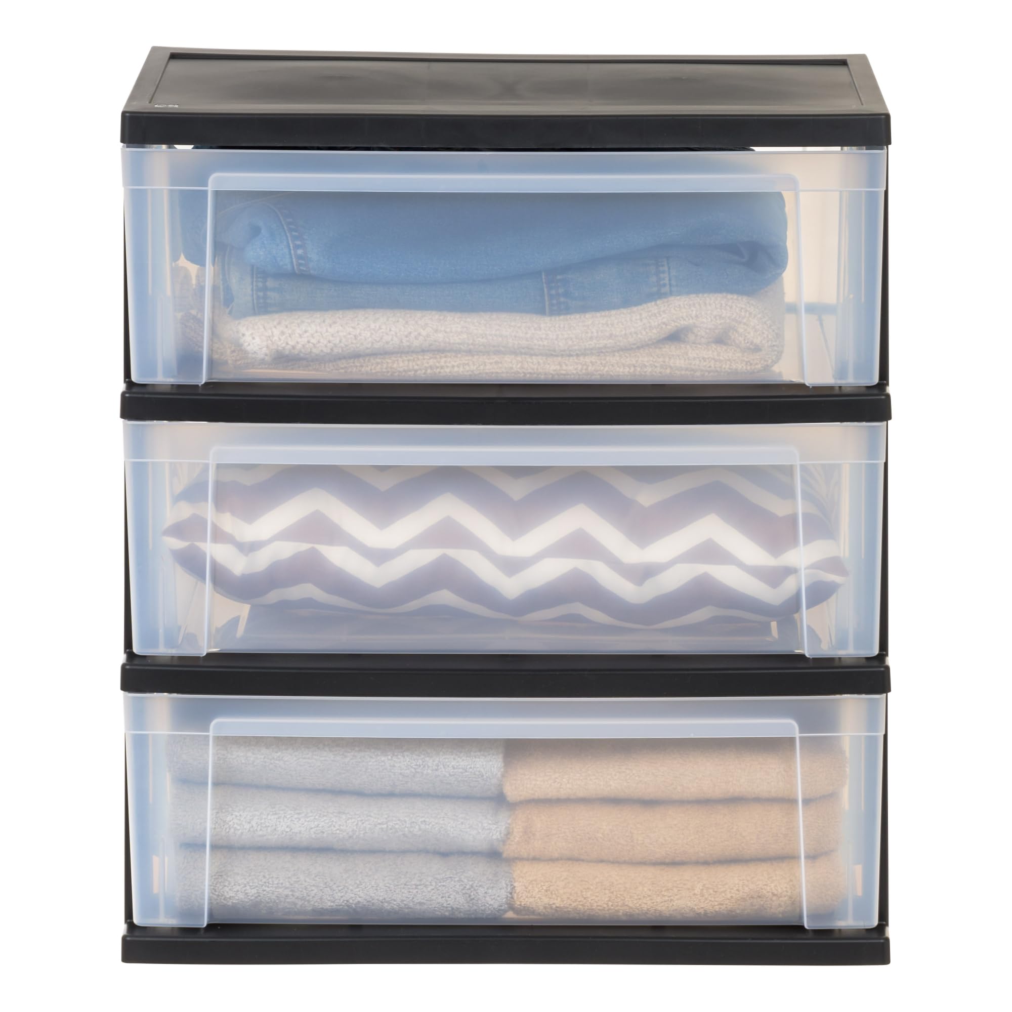 Iris Ohyama, Aufbewahrungsschänke aus Plastik, 2 Schränke, 3 Schubladen von 34L pro Truhe, Schwarz, Robust, für Schreibtisch, Garage, Schlafzimmer, BPA frei, Truhe, Box, NSW-603