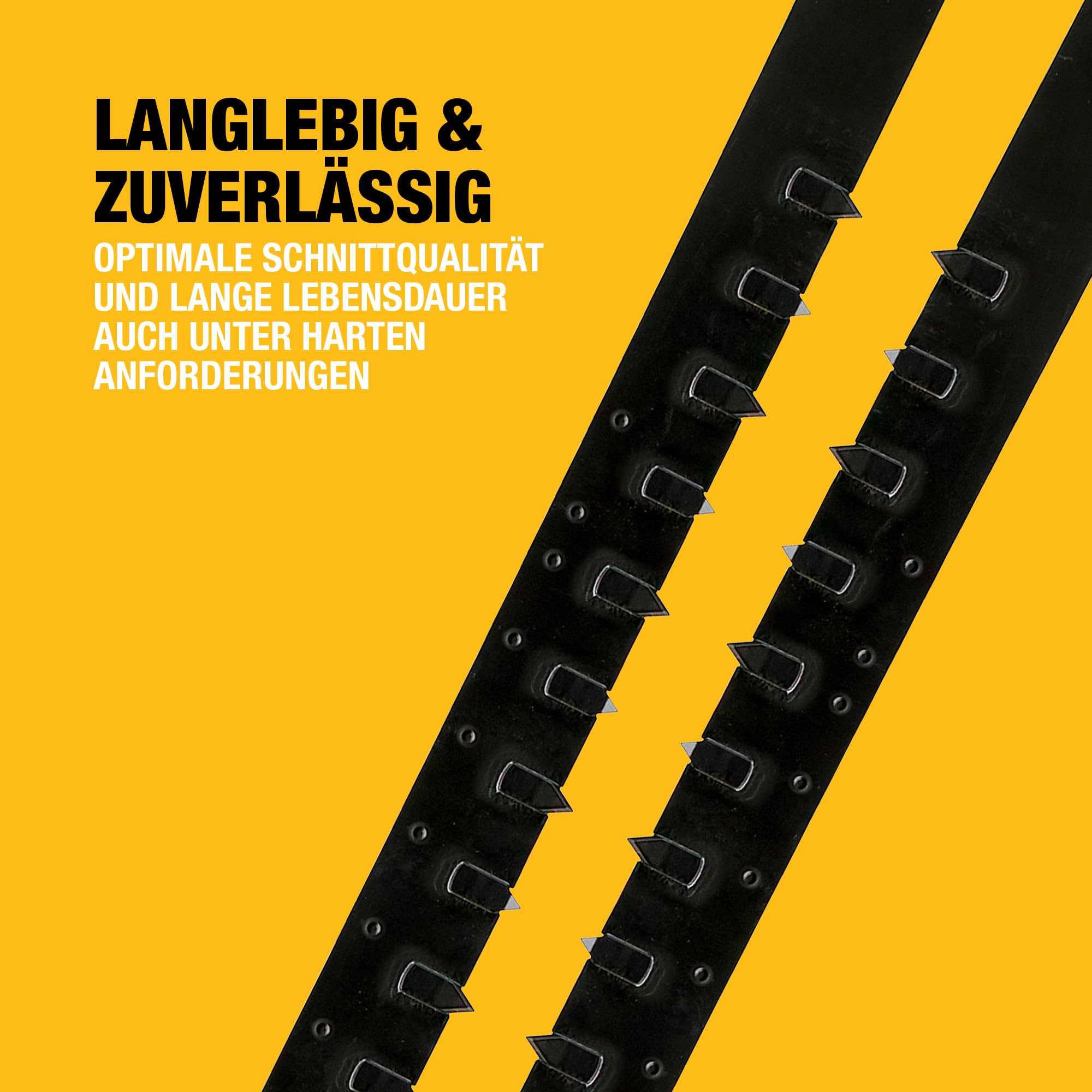 DEWALT 2-teiliges Alligator HM Spezialsägeblatt (für den Einsatz auf Alligator Spezialsägen, Arbeitslänge 430 mm, für Hochlochziegel bis Festigkeitsklasse 12 N/mm2), DT1974-QZ