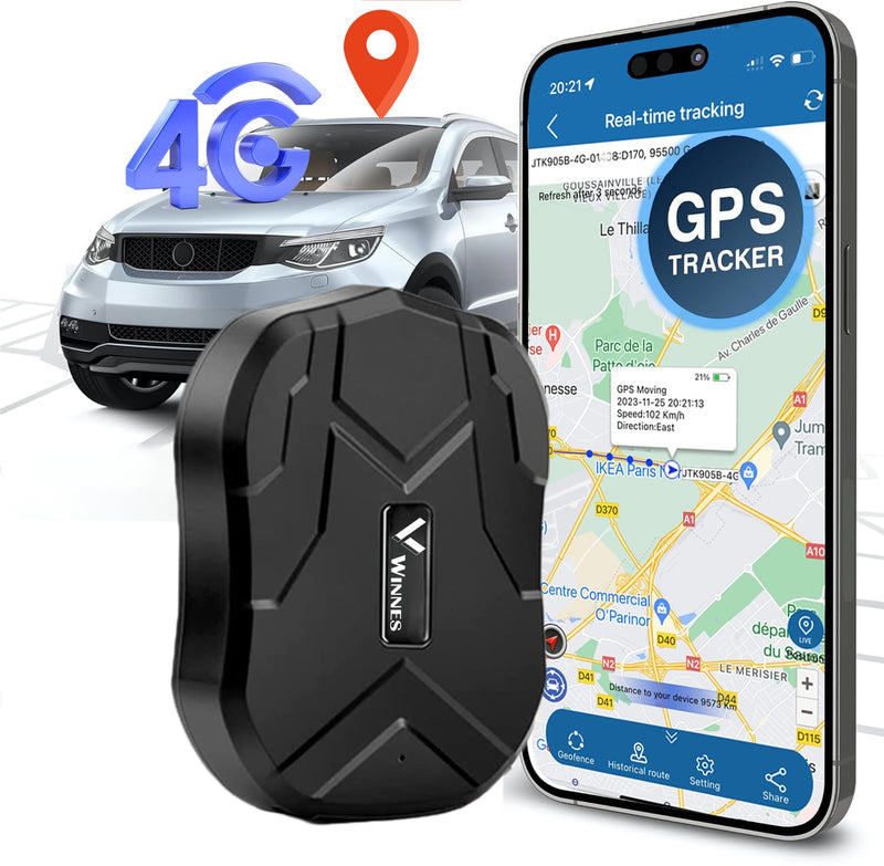 GPS Tracker 4G Auto 5000mAh 40 Tage Standby Locator 4G GPS Tracker für Fahrzeuge Versteckter magnetischer Wasserdicht Magnet mit freies Web APP GPS Gerät für Auto, Motorrad, LKW, Boot