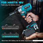 Ecarke 1400 Nm Akku-Schlagschrauber mit Nuss Set für Makita 18V Lithium-Akku, 2800RPM 1/2 Zoll Bürstenloser Schlagschraube mit LED-Licht 6 Stecknüsse für Autoreifen, Gerüstbau (Ohne akku)