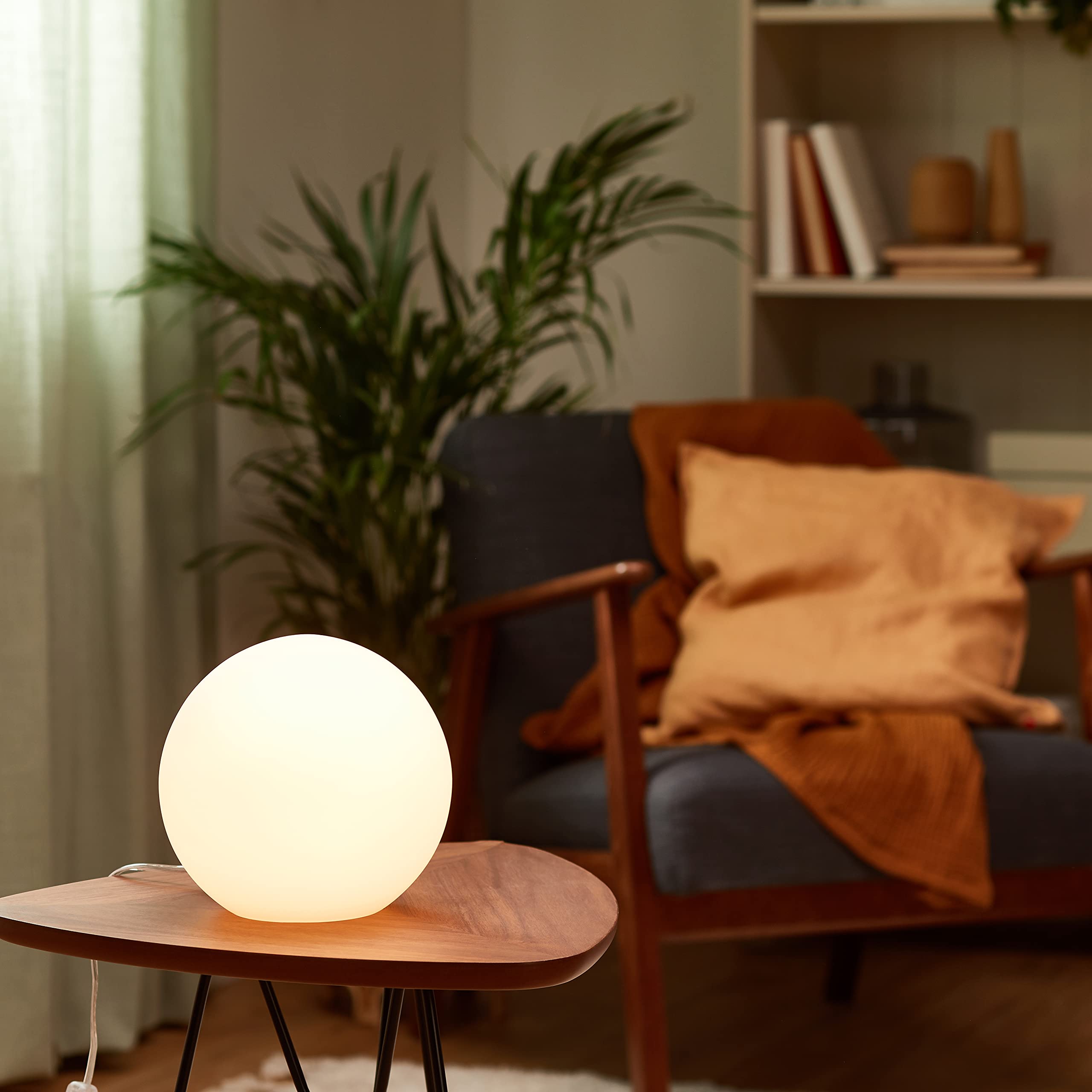Reality Leuchten Tischleuchte Kugel, ohne Leuchtmittel, Durchmesser 20 cm, mit Schnurschalter, 1 x E27 maximum 25 W, Glas opal weiß R5220-07
