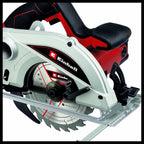 Einhell Handkreissäge TC-CS 1250 (1.250 W, 5.500 Min-1, Werkzeuglose Einstellung Tiefe/Winkel, Zusatzhandgriff, Spindelarretierung, Spaltkeil, Inkl. Hartmetall-Sägeblatt)