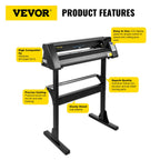 VEVOR Vinyl Schneidplotter 720mm Profi Plotter Schwarz Vinylschneider 3 Klingen Plotter Drucker 220V Viny Folienplotter mit Signmaster Software Cutter Plotter mit Ständer für Schilder Papierzufuhr