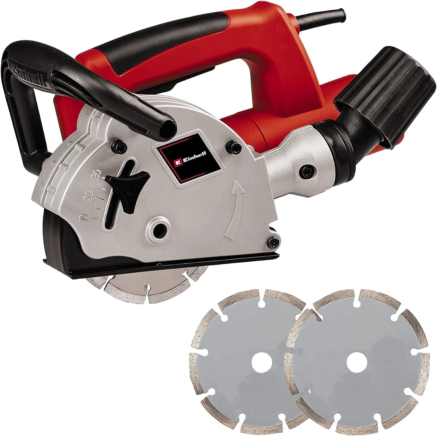 Einhell Mauernutfräse TC-MA 1300 (Leerlaufdrehzahl 9.000 Min-1, Max. Nutbreite 26 mm, 30 mm, Spindelarretierung, Inkl. 2x Trennscheibe Ø 125 mm), 1320 W