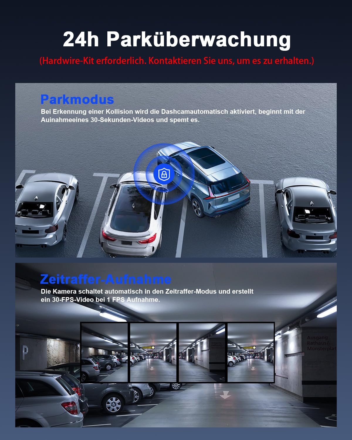 Avylet 4K+1080P Dashcam Auto Vorne Hinten, 5GHz Wi-Fi/APP Mini Dual Auto Kamera,1,5″ IPS, Unterstützt Externes GPS-Modul, Parküberwachung, Super Nachtsicht, WDR, 170°Weitwinkel, G-Sensor, Max 256GB