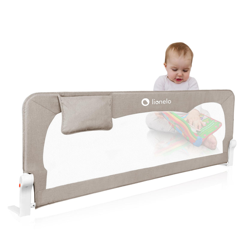 Lionelo Hanna Bettgitter Rausfallschutz 150 cm x 66 cm, zusammenklappbar um 180 Grad, luftiges Netz, einfache Montage, Standsafe-Blockade, SecureBelt, stabile Konstruktion
