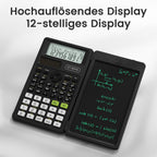 NEWYES Wissenschaftlicher Taschenrechner, 82MS Ingenieurrechner mit Schreibtablett und Stift, 240 Funktionen, 2-zeiliges Display, Mittel- und Oberschulbedarf, Schwarz