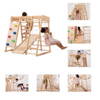 Giant bean 5-in-1 Montessori Kletterdreieck mit Kletterbogen und Rutsche, Holzdreieck für Kleinkinder ab 2-5, Indoor Kletterspielzeug, Regenbogen mit Griff (8 in 1)