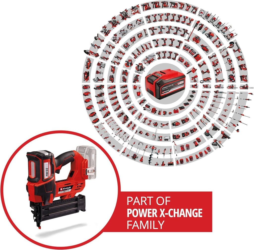 Einhell Professional Akku-Nagler FIXETTO 18/50 N Power X-Change (18V, 60 Schuss/min, max. 50 mm Nagellänge, Tiefeneinstellung, Einzel-/Serienschuss, inkl 500 Nägel, ohne Akku)