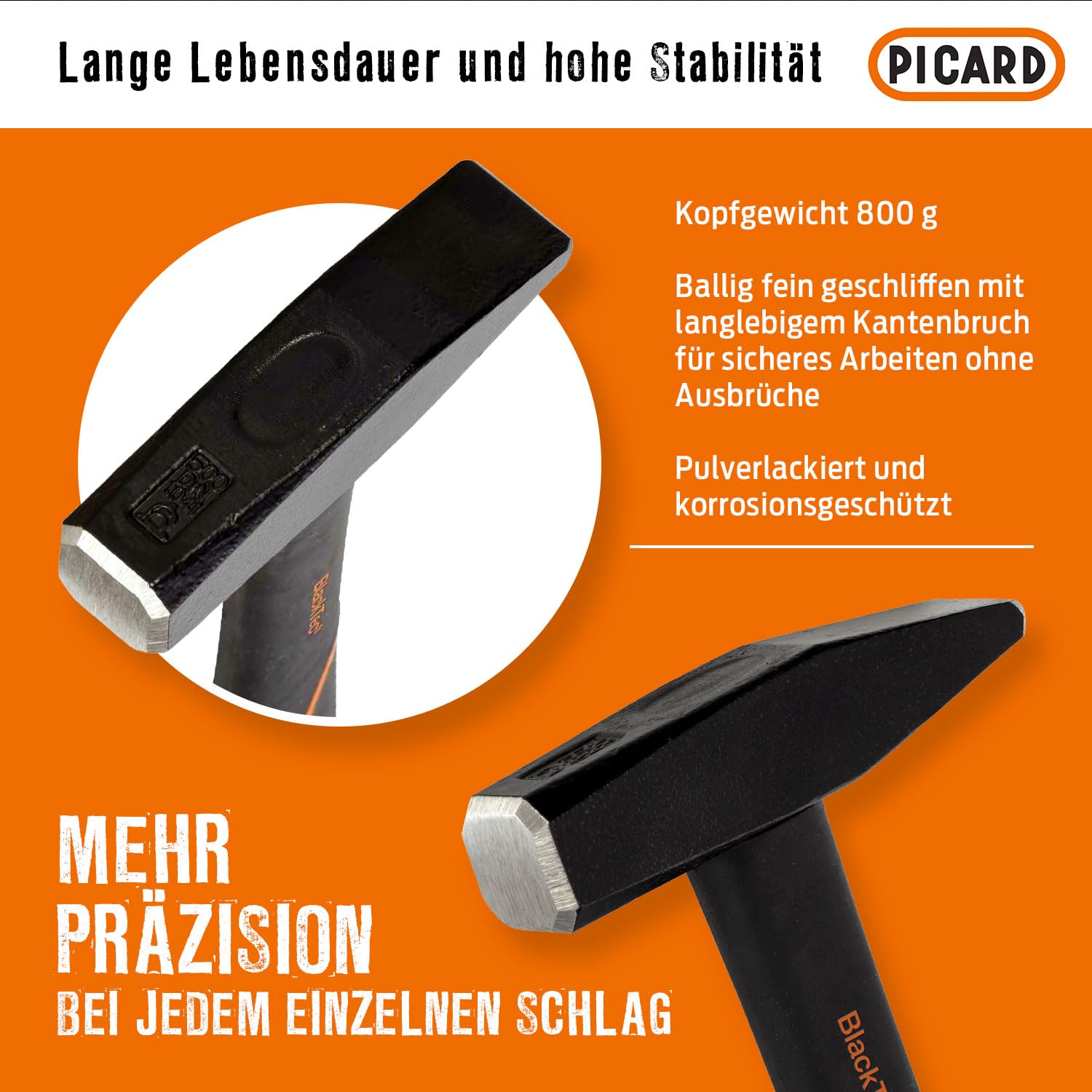 Picard Schlosserhammer mit Fiberglaskern 800g DIN 1041
