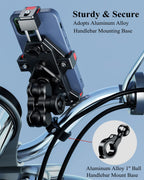 BRCOVAN Aluminiumlegierung Motorrad Handyhalterung mit Vibrationsdämpfer, Diebstahlsichere Handy Motorradhalterung, Verstellbar Lenker Handyhalter für Fahrrad, Roller, ATV, für 4,7-7,2 Zoll Smartphone