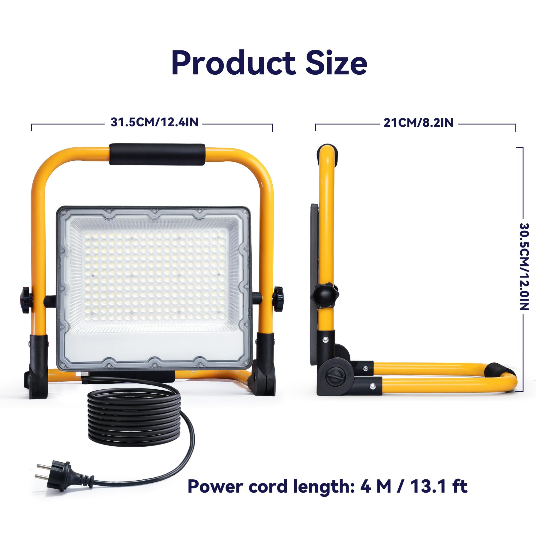 OUSIDE 200W LED Baustrahler mit Stativ und 4 Meter 3G 0,75 mm² VDE-Gummikabel, IP66 Wasserdichter Arbeitsscheinwerfer für Werkstatt,Wartung oder Baustelle, 6500K Kaltes Weißes Licht,20000 Lumen