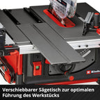 Einhell Professional Tischkreissäge mit Schiebetisch TP-CC 10 T (2000 W, 85 mm Schnitthöhe, Ø 254 mm Sägeblatt, Schiebeschlitten, Tischverbreiterung, Winkelanschlag)