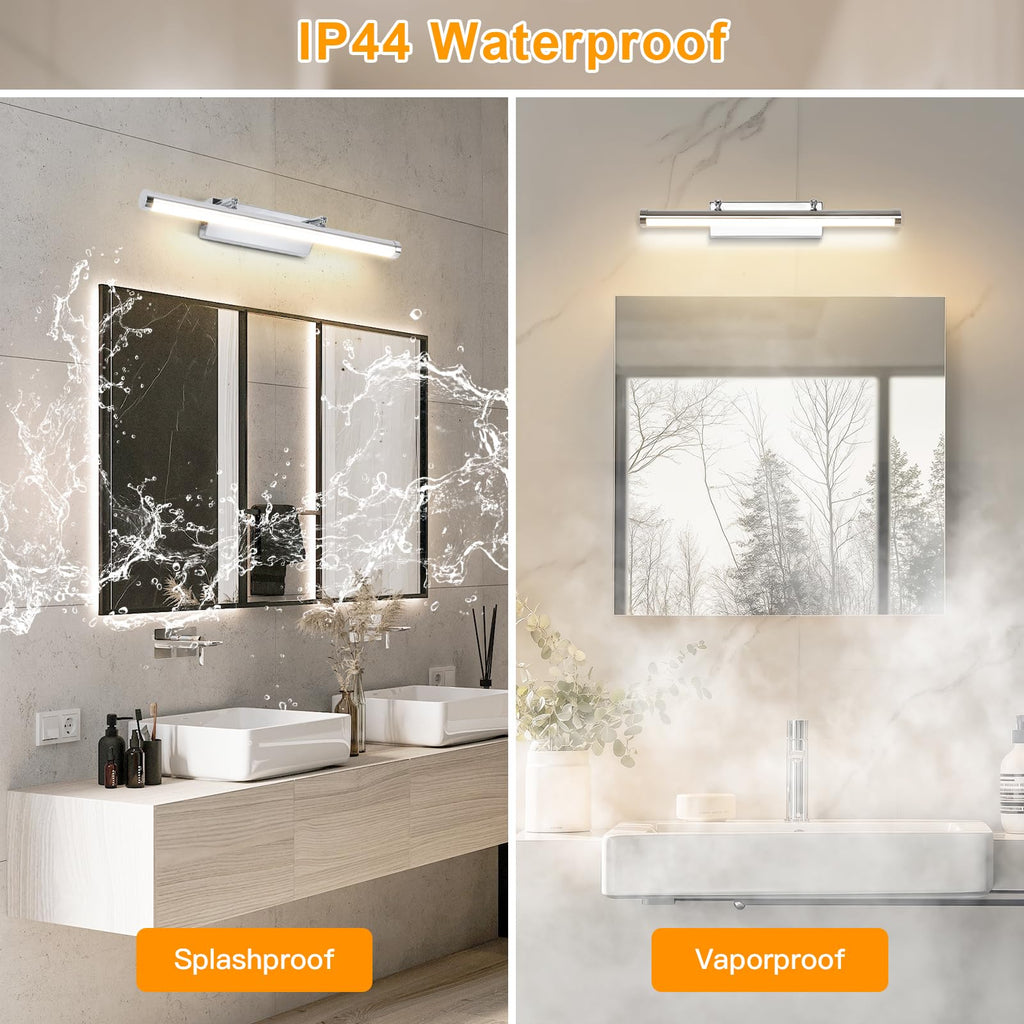 Dehobo LED Spiegelleuchte Bad 42CM 9W - Spiegellampe Badezimmer mit Schalter IP44 Wandbeleuchtung Neutralweiß 4000K 730LM für Badzimmer - Badleuchte Badspiegel Lampe Edelstahl Spiegel Schminklicht