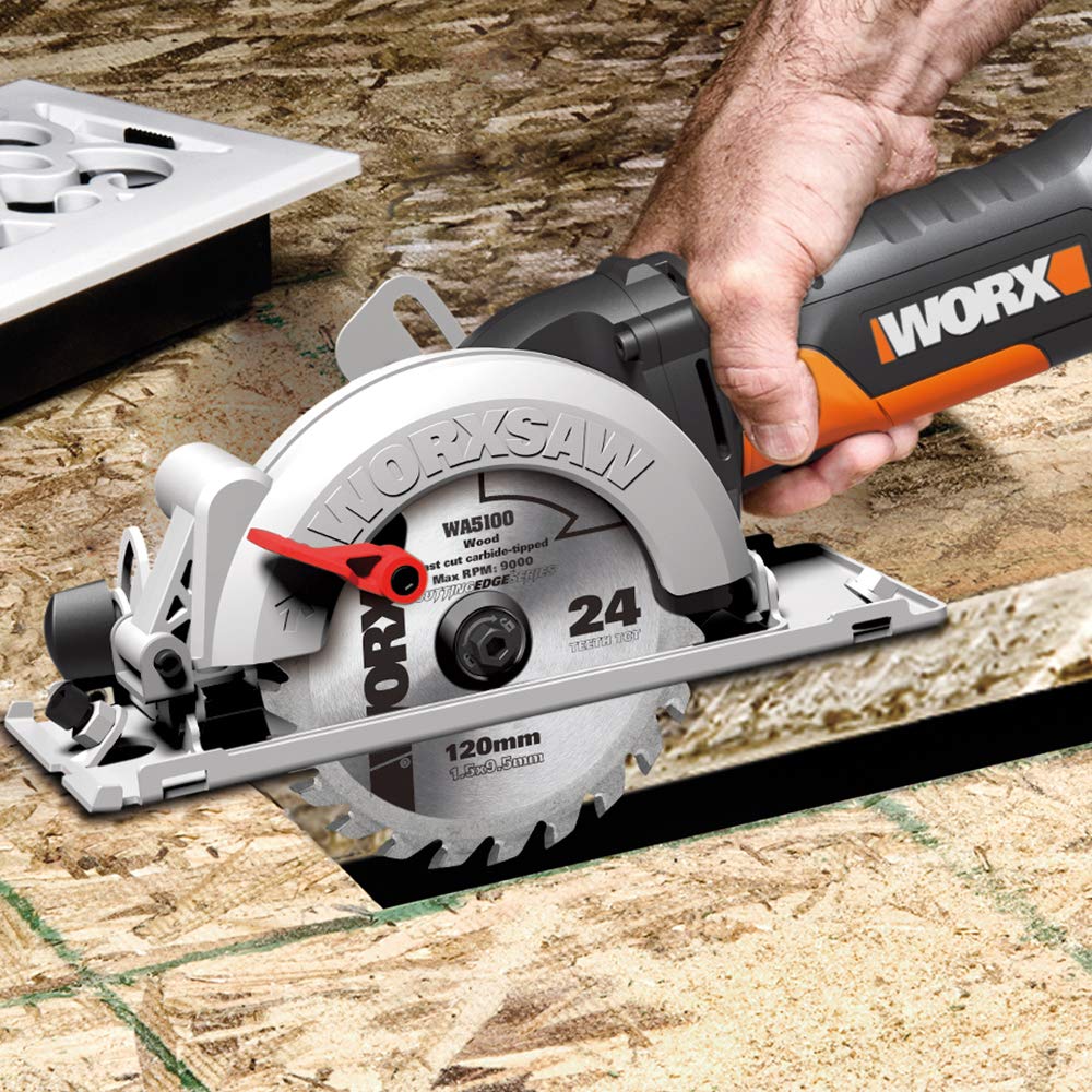 WORX WX439 Kompakt-Handkreissäge 480W - zum Sägen von Metall, Plastik, Holz, Stein und Fliesen - 120mm Sägeblatt
