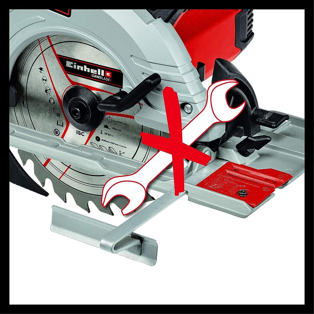 Einhell Handkreissäge TE-CS 190/1 500 W, 5.500 min-1, werkzeuglose Einstellung, Großer Griffbügel, Alu-Sägetisch, Spindelarretierung, inkl. Hartmetall-Sägeblatt)