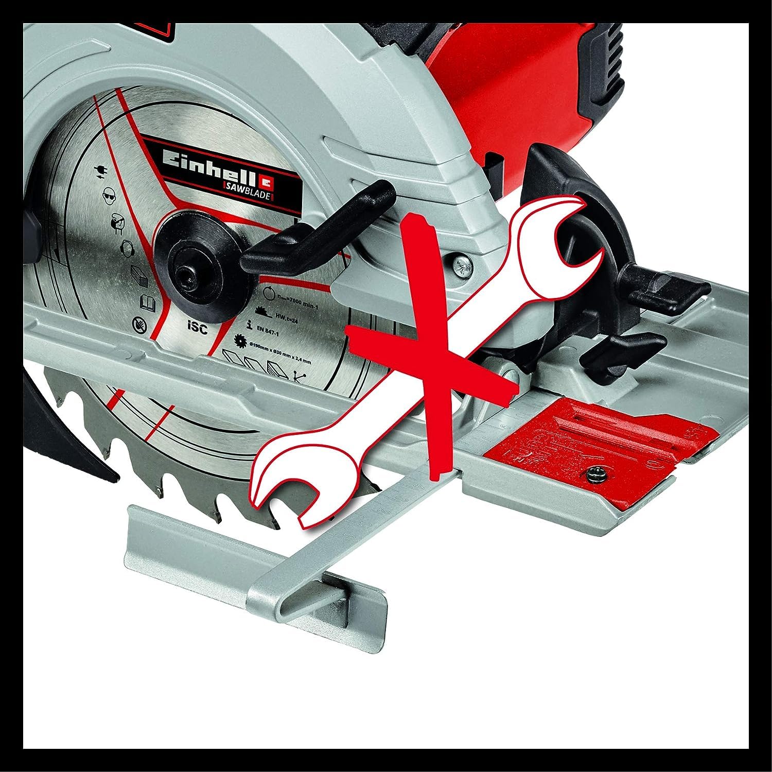 Einhell Handkreissäge TE-CS 190/1 500 W, 5.500 min-1, werkzeuglose Einstellung, Großer Griffbügel, Alu-Sägetisch, Spindelarretierung, inkl. Hartmetall-Sägeblatt)