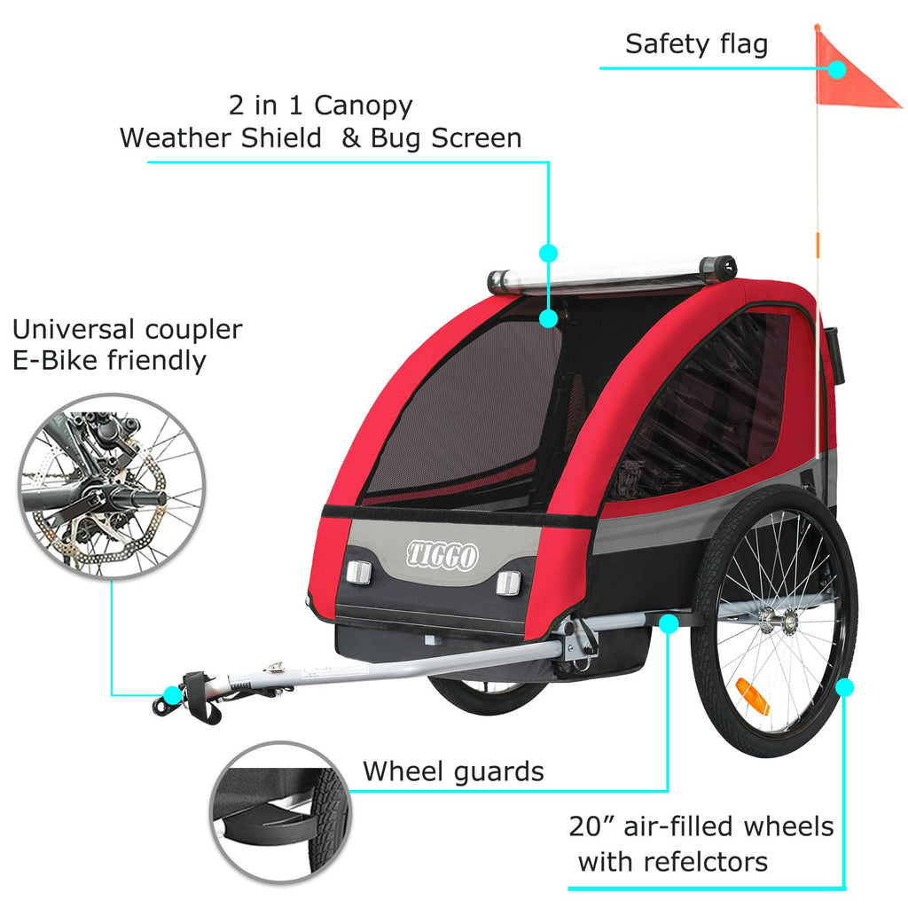 Tiggo Kinderanhänger Jogger 2 in 1 Kinderfahrradanhänger Fahrradanhänger Anhänger 50402