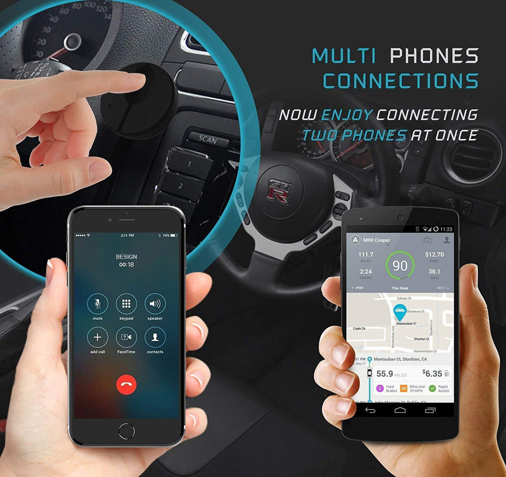 BESIGN BK01 Bluetooth 4.1 Freisprecheinrichtung, Freisprechanlage, Bluetooth Empfänger für KFZ Auto Lautsprechersystem mit 3.5 mm Klinke, Magnetic Base, Ground Loop Noise Isolator/Entstörfilter