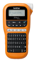 Brother PT-E110 Industrielles Beschriftungsgerät (für 3,5 bis 12 mm breite TZe-Schriftbänder, Beschriftung von Kabeln und Anschlüssen), orange