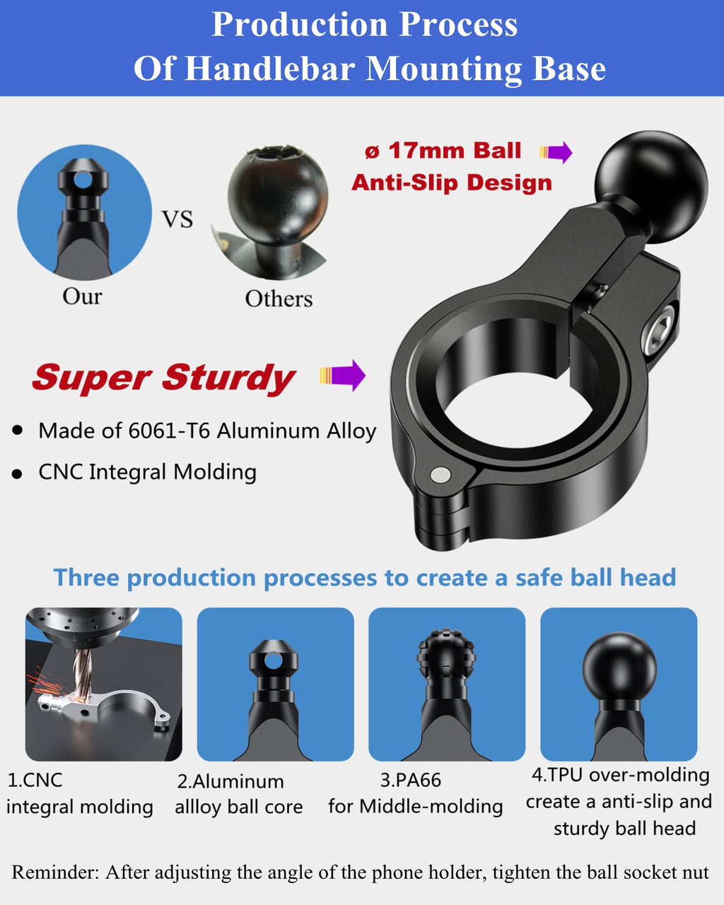 BRCOVAN Handyhalterung Motorrad, Handyhalter Fahrrad, Knopf-Automatikverriegelung 360 Drehung Outdoor Lenker Handy Halterung für 4-7 Zoll Smartphone