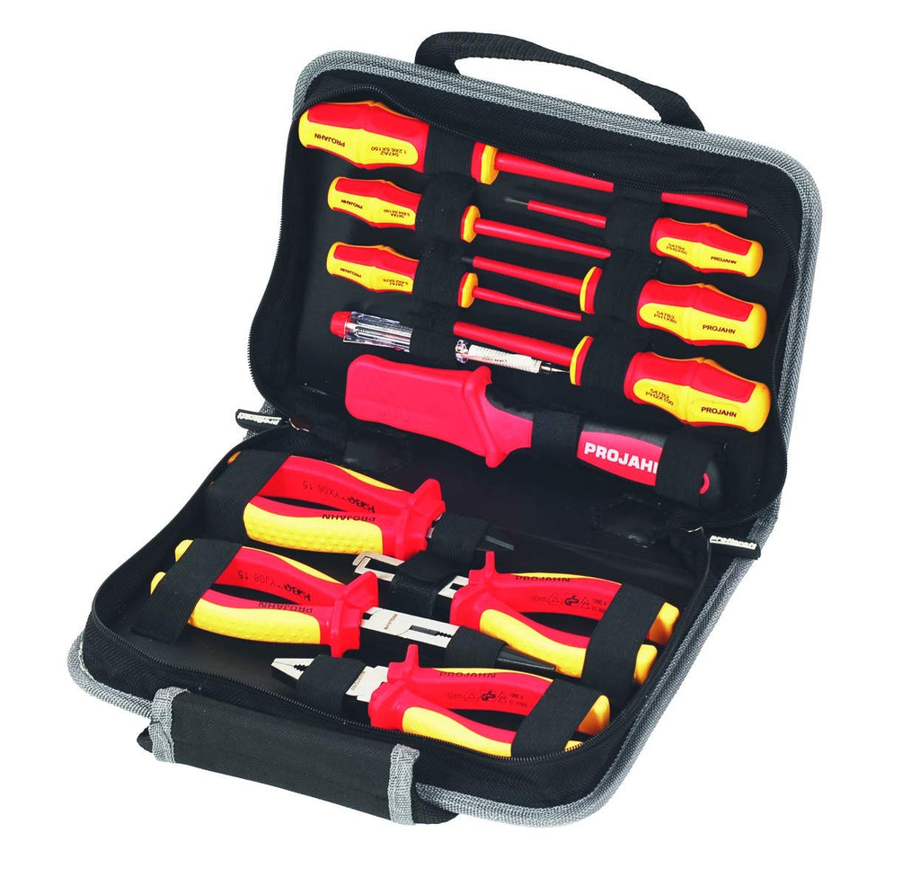 Projahn 8687 Werkzeugmappe PROFICRAFT VDE 1/4"; Hochwertige Stofftragetasche inkl. VDE Werkzeug; Ergonomisches Design, Geprüfte Elektrowerkzeuge im Set; für den professionellen Einsatz; 12-tlg.