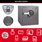 Master Lock Tresor Feuerfest und Wasserdicht mit Zahlencode und Schlüssel, Dreifacher Schutz - Flug, Feuer und Flut, elektronische Kombination und Schlüssel, 33.6L, 45.3 x 41.5 x 49.1 cm