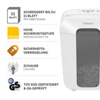 Fellowes Aktenvernichter 11 Blatt (P4), Papierschredder mit Partikelschnitt für Homeoffice und Büro, Powershred LX70, Schredder mit 18L Papierkorb und Sicherheitssperre, 4x40mm Cross-Cut Datenschutz
