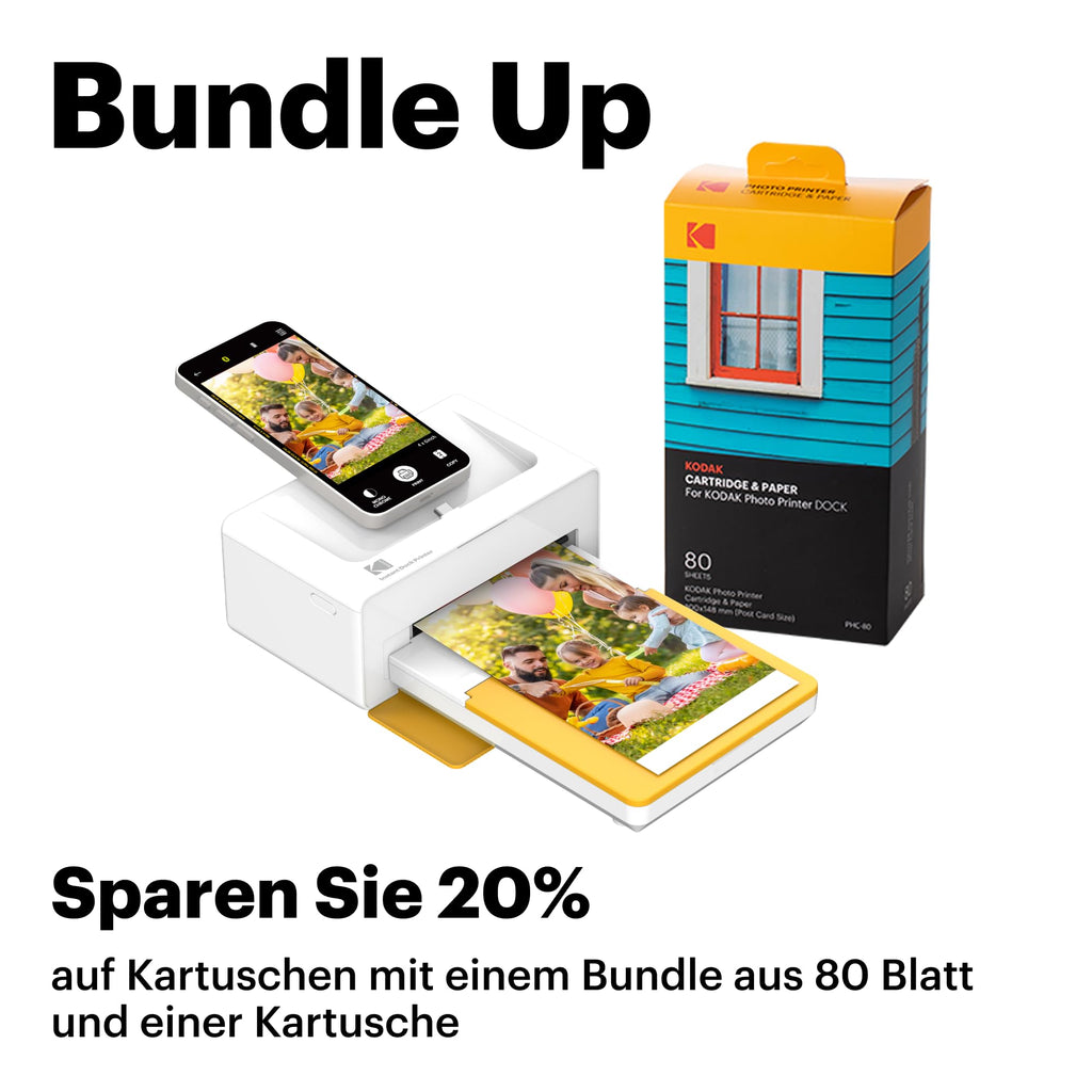 KODAK Dock Plus 4PASS Mobiler Fotodrucker (10x15cm) + 10 Blatts