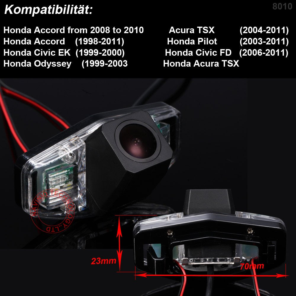 Rückfahrkamera Farbkamera Einparkkamera Nachtsicht und für Rückfahrsystem Einparkhilfe-Wasserdicht&Stoßfest für Honda Accord Civic EK/FD Odyssey Pilot Acura TSX