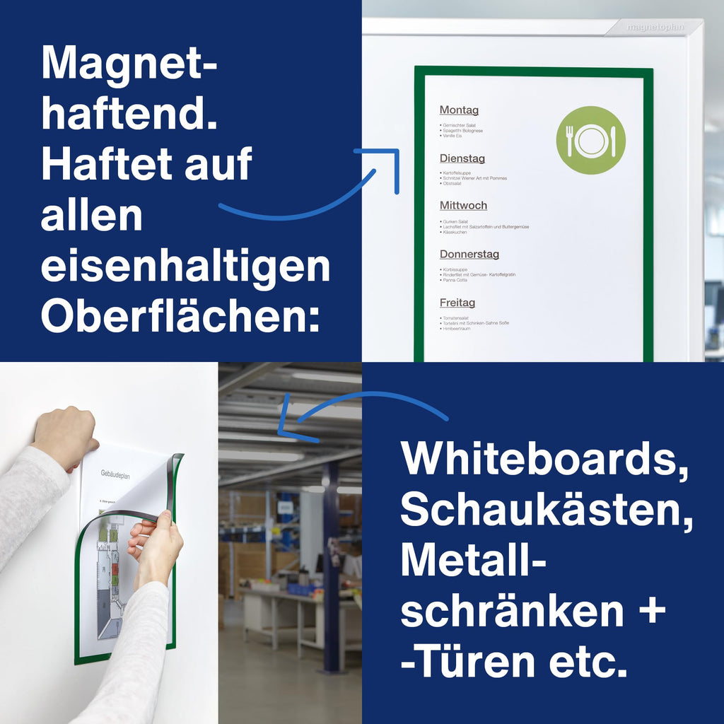 magnetoplan 1130405 magnetofix Magnetrahmen 5 Stück, A3, grün