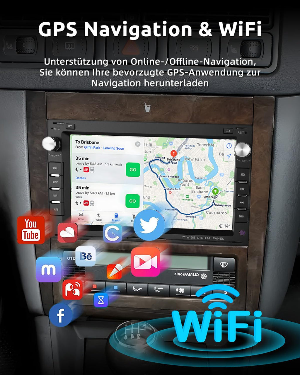 ESSGOO Drahtloses Carplay und Android 2+64G Android 14 Auto Autoradio Für VW VW Polo MK3/4 9N Golf 4 Passat B5 T5 Seat Skoda, 7 Zoll Touchscreen mit Bluetooth FM RDS GPS WiFi
