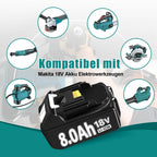 4 Pcs 8000mAh 18Volt Lithium-Ersatzakku für Makita Akku 18V, Kompatibel mit Makita 18V Akkus BL1860 BL1840 BL1830 BL1820 BL1815 BL1835 BL1845, mit LED-Indikator für Akku-Werkzeuge